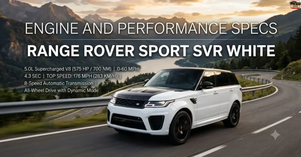 Engine and Performance Specs Range Rover Sport SVR White